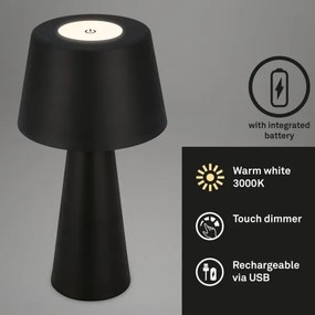 Brilo - Lampada da tavolo per esterni LED Dimmerabile ricaricabile LED/3,5W/5V IP44 nero