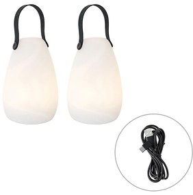 Set di 2 lampade da tavolo bianche RGBW ricaricabili IP54 - Pion