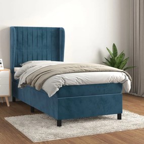 Giroletto A Molle Con Materasso Blu Scuro 80x200 Cm İn Velluto /