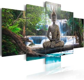 Quadro Buddha e cascata  Colore Marrone, Dimensioni e Misure 200x100