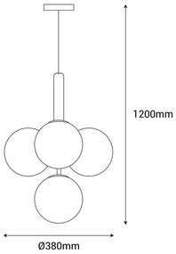 Lampada a sospensione di colore oro, altezza 120 cm Musa - SULION