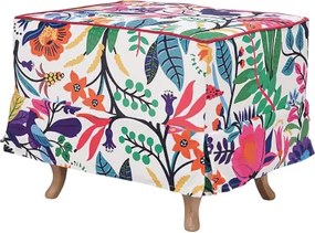 Pouf sfoderabile imbottito in velluto stampato bianco fantasia fiori