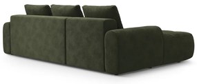 Divano angolare verde allungabile/con contenitore (con penisola a sinistra/con chaise lounge) con rivestimento in velluto Linz – Cosmopolitan Design