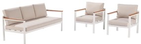 Salotto da giardino Oris NATERIAL bianco con cuscini in poliestere beige per 5 persone