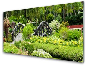 Quadro di vetro Giardino botanico Natura Bridge 100x50 cm
