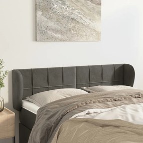 Testiera Ad Orecchio Grigio Scuro 147x23x78/88 Cm İn Velluto /