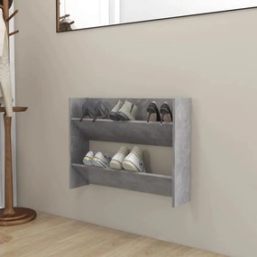 Scarpiera A Muro Grigio Cemento 80x18x60cm İn Legno Multistrato /