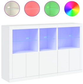 Credenza con Luci LED Bianca 162x37x100 cm