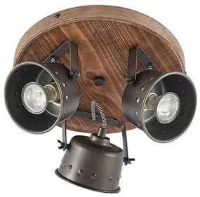 Rubinjo 3 Round Plafoniera Wood/Black - Lindby