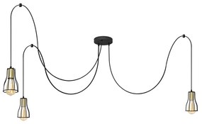 Lampadario a sospensione con filo TUBE LONG 3xE27/15W/230V nero/oro