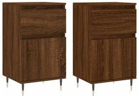 Credenze 2 pz rovere marrone 40x35x70 cm in legno multistrato