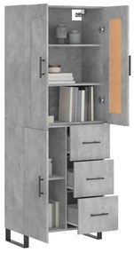 Credenza grigio cemento 69,5x34x180 cm in legno multistrato