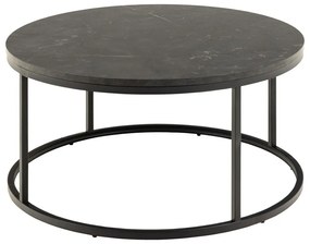 Tavolino rotondo nero con piano effetto marmo ø 80 cm Spiro - Actona