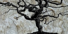 Stampa su tela – Albero astratto su legno