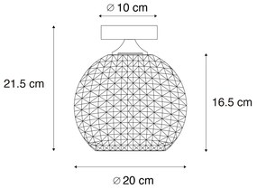 Plafoniera Art Déco nera con vetro fumé - Sphere