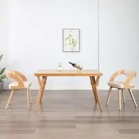 Sedie da Pranzo 2 pz in Legno Curvato e Similpelle Crema 283104