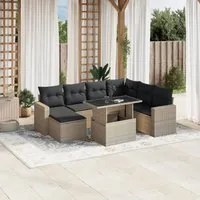 Set Divano da Giardino 8pz con Cuscini Grigio Chiaro Polyrattan 3267442