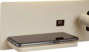 Set di 2 lampade da parete beige con LED, USB e caricatore a induzione - Riza