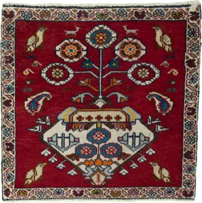Shiraz Tappeto 60x60 Rosso (Iran) Annodato A Mano