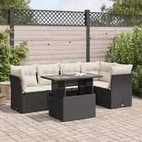 Set Divano da Giardino 6 pz con Cuscini Nero in Polyrattan 3326157