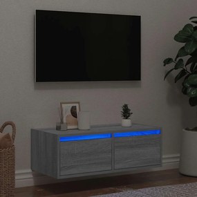 Mobile Porta Tv Con Luci Led Grigio Sonoma 75x35,5x25 Cm /