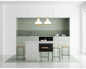 Lampadario Industrial 2 Luci Kubera In Acciaio Bianco Con Elementi In Oro