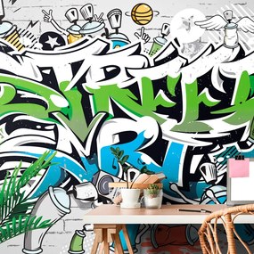 Carta da parati autoadesiva – Scritta Street Art allegra con spray
