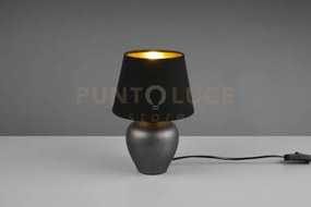 Abby lampada da tavolo ceramica nichel anticato paralume nero oro h...