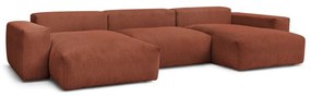 Divano angolare color mattone con rivestimento in velluto a coste Voltaire – Bobochic Paris