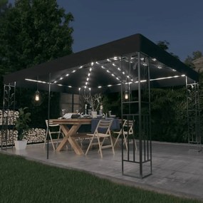 Gazebo Con Tetto Doppio E Luci Led 3x4 M Antracite /