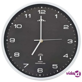 vidaXL Orologio a Parete Radiocontrollato Movimento Quarzo 31 cm Nero