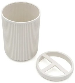 Set accessori bagno dispenser e portaspazzolini da appoggio beige in plastica Ring