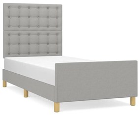 Giroletto con testiera grigio chiaro 80x200 cm in tessuto