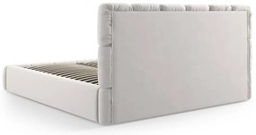 Letto matrimoniale imbottito in grigio chiaro in velluto con contenitore con rete inclusa 200x200 cm Bellis – Micadoni