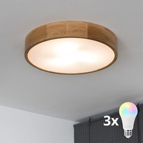 Brilagi - Plafoniera da soffitto LED RGBW dimmerabile CARVALHO, 3xE27/9W/230V, Wi‑Fi, finitura rovere, Ø 47,5 cm