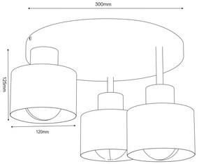 Plafoniera PARKLA 3xE27/15W/230V nero/oro