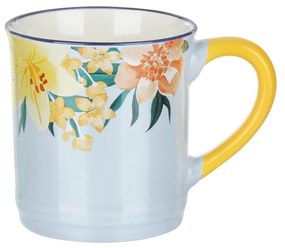 Tazza mug fiori 310 ml in porcellana bianca e gialla