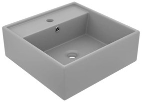 Lavabo Con Troppopieno Cubico Grigio Opaco 41x41 Cm İn Ceramica /