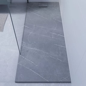 Piatto doccia NEO V2 SENSEA in composito minerale di resina gelificata marmo kanali L 80 x L 170 x H 3.2 cm