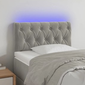 Testiera A Led Grigio Chiaro 80x7x78/88 Cm İn Velluto /