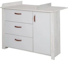 Cassettiera bassa bianca con fasciatoio 126x99 cm Mila - Roba