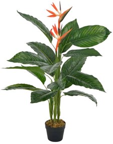 Strelitzia Artificiale con Vaso Rosso 100 cm