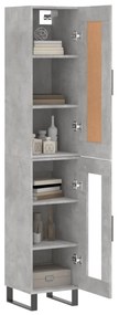 Credenza Grigio Cemento 34,5x34x180 cm in Legno Multistrato