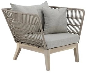 Poltrona da giardino con cuscino grigio e braccioli Soho Heritage da 2 posti, struttura in acacia seduta in poliestere marrone, L 80.5 x H 71.5 x P 86 cm, set da 2 pezzi