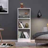 Libreria a tre ripiani, colore bianco, cm 40 x 107 x 26