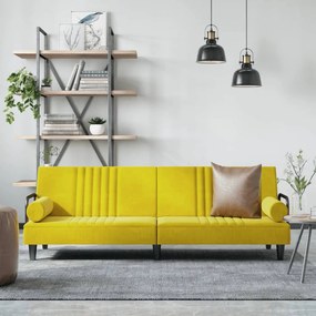 Divano Letto Con Braccioli Giallo İn Velluto /