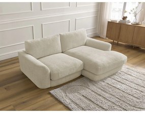 Divano angolare beige (con penisola a destra/con chaise lounge) con rivestimento in ciniglia Leonore – Bobochic Paris