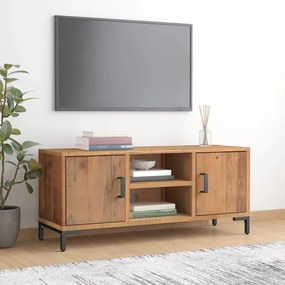 Mobile Tv Marrone 110x35x48 Cm İn Legno Massello Di Pino /