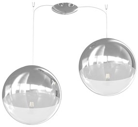 Sospensione Contemporanea Target Metallo Cromo Vetro Cromo Trasp 2 Luci E27 30Cm