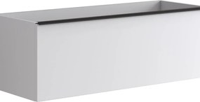 Mobile da bagno sospeso sotto lavabo Pixel plain 2 cassetti L 120 x H 40 x P 45.5 cm bianco laccato opaco, con maniglia lluminio nero opaco